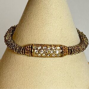 Vintage Kirk’s Folly Popcorn Beaded Bracelet Tubular Rhinestone Invisible Clasp